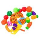 24pcs Plastic Fruits Vegetables Pizza Slices Set Kids Kitchen Role Play Fun Food Cutting & Slicing Toy