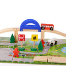 40 Pieces Urban Track Train Wooden Set Toy Rail Overpass Traffic Scene Toys