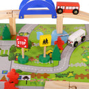 40 Pieces Urban Track Train Wooden Set Toy Rail Overpass Traffic Scene Toys
