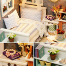 New Kits DIY Miniature Dollhouse with Furniture Set and Dust Cover Doll Room Decor Kids Toy Gift