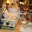 New Kits DIY Miniature Dollhouse with Furniture Set and Dust Cover Doll Room Decor Kids Toy Gift