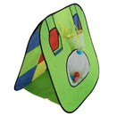 31.5inch Kid Green Portable Tent with Basketball Hoop & Football Goals Outdoor Garden Toy