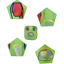 31.5inch Kid Green Portable Tent with Basketball Hoop & Football Goals Outdoor Garden Toy