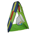 31.5inch Kid Green Portable Tent with Basketball Hoop & Football Goals Outdoor Garden Toy