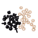 100 Pieces 6-12mm 5 Sizes Solid Black Plastic Safety Eyes for Teddy Bears Soft Animal Toys Kids Craft
