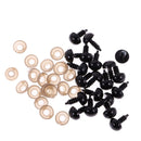 100 Pieces 6-12mm 5 Sizes Solid Black Plastic Safety Eyes for Teddy Bears Soft Animal Toys Kids Craft