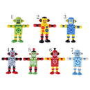 Mini Wooden Walnut Robot Toy Kids Gift Toy Walnut People Decor Light Green