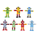 Mini Wooden Walnut Robot Toy Kids Gift Toy Walnut People Decor Light Green