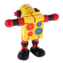 Mini Wooden Walnut Robot Toy Kids Gift Toy Walnut People Decor Yellow
