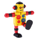 Mini Wooden Walnut Robot Toy Kids Gift Toy Walnut People Decor Yellow