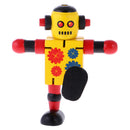 Mini Wooden Walnut Robot Toy Kids Gift Toy Walnut People Decor Yellow