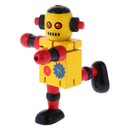 Mini Wooden Walnut Robot Toy Kids Gift Toy Walnut People Decor Yellow