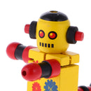 Mini Wooden Walnut Robot Toy Kids Gift Toy Walnut People Decor Yellow