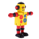 Mini Wooden Walnut Robot Toy Kids Gift Toy Walnut People Decor Yellow