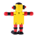 Mini Wooden Walnut Robot Toy Kids Gift Toy Walnut People Decor Yellow