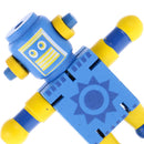 Mini Wooden Walnut Joint Robot Toy Kids Gift Toy Walnut People Decor Blue