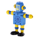 Mini Wooden Walnut Joint Robot Toy Kids Gift Toy Walnut People Decor Blue
