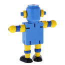Mini Wooden Walnut Joint Robot Toy Kids Gift Toy Walnut People Decor Blue