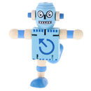 Mini Wooden Walnut Joint Robot Toy Kids Gift Toy Walnut People Decor Light Blue
