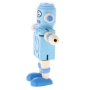 Mini Wooden Walnut Joint Robot Toy Kids Gift Toy Walnut People Decor Light Blue