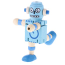 Mini Wooden Walnut Joint Robot Toy Kids Gift Toy Walnut People Decor Light Blue