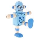 Mini Wooden Walnut Joint Robot Toy Kids Gift Toy Walnut People Decor Light Blue
