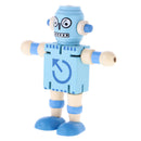 Mini Wooden Walnut Joint Robot Toy Kids Gift Toy Walnut People Decor Light Blue