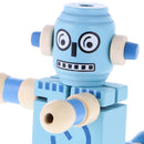 Mini Wooden Walnut Joint Robot Toy Kids Gift Toy Walnut People Decor Light Blue
