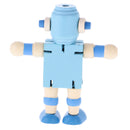 Mini Wooden Walnut Joint Robot Toy Kids Gift Toy Walnut People Decor Light Blue