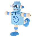Mini Wooden Walnut Joint Robot Toy Kids Gift Toy Walnut People Decor Light Blue