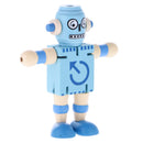 Mini Wooden Walnut Joint Robot Toy Kids Gift Toy Walnut People Decor Light Blue