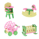 Lot 4 Pieces Wooden Doll House Miniature Furniture Kids Pretend Play Toys