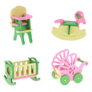 Lot 4 Pieces Wooden Doll House Miniature Furniture Kids Pretend Play Toys