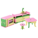 Lot 4 Pieces Wooden Doll House Miniature Furniture Kids Pretend Play Toys