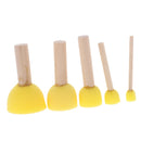 5Pcs/Set Kids Sponge Paint Brush Wooden Handle Children Painting Graffiti