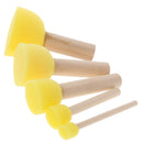 5Pcs/Set Kids Sponge Paint Brush Wooden Handle Children Painting Graffiti