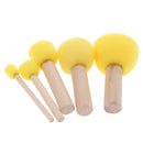 5Pcs/Set Kids Sponge Paint Brush Wooden Handle Children Painting Graffiti