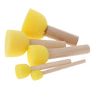 5Pcs/Set Kids Sponge Paint Brush Wooden Handle Children Painting Graffiti