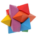 Wooden Intelligence Toy Burr Puzzle Colorful Star Puzzle 3D Brain Teaser Puzzle for Kids Children