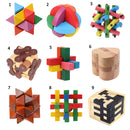 Wooden Intelligence Toy Burr Puzzle Colorful Star Puzzle 3D Brain Teaser Puzzle for Kids Children