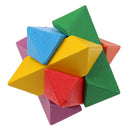 Wooden Intelligence Toy Burr Puzzle Colorful Star Puzzle 3D Brain Teaser Puzzle for Kids Children