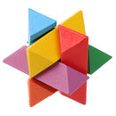 Wooden Intelligence Toy Burr Puzzle Colorful Star Puzzle 3D Brain Teaser Puzzle for Kids Children