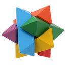 Wooden Intelligence Toy Burr Puzzle Colorful Star Puzzle 3D Brain Teaser Puzzle for Kids Children