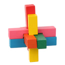 Wooden Intelligence Toy Burr Puzzle Colorful Cross Puzzle 3D Brain Teaser Puzzle for Kids Children
