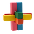 Wooden Intelligence Toy Burr Puzzle Colorful Cross Puzzle 3D Brain Teaser Puzzle for Kids Children
