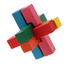Wooden Intelligence Toy Burr Puzzle Colorful Cross Puzzle 3D Brain Teaser Puzzle for Kids Children