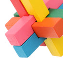 Wooden Intelligence Toy Burr Puzzle Colorful Cross Puzzle 3D Brain Teaser Puzzle for Kids Children