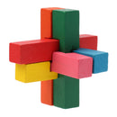 Wooden Intelligence Toy Burr Puzzle Colorful Cross Puzzle 3D Brain Teaser Puzzle for Kids Children