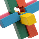 Wooden Intelligence Toy Burr Puzzle Colorful Cross Puzzle 3D Brain Teaser Puzzle for Kids Children