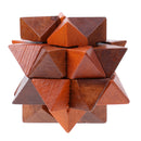 Wooden Intelligence Toy Burr Puzzle Brown Star Puzzle 3D Brain Teaser Puzzle for Kids Children